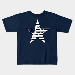 Distressed USA White Star Kids T-Shirt